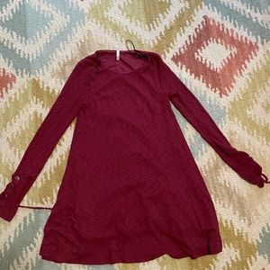 maroon long sleeve dress